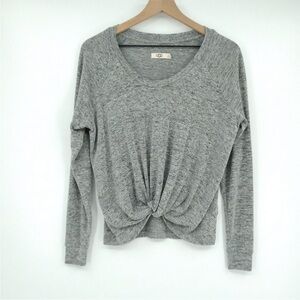 UGG Australia Marled Gray Twist Front Long Sleeve Scoop Neck Knit Top Women’s M